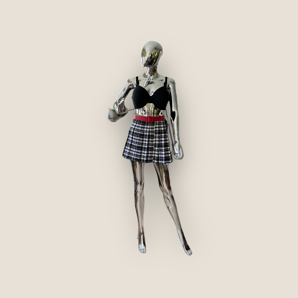 Mini skirt black and white plaid